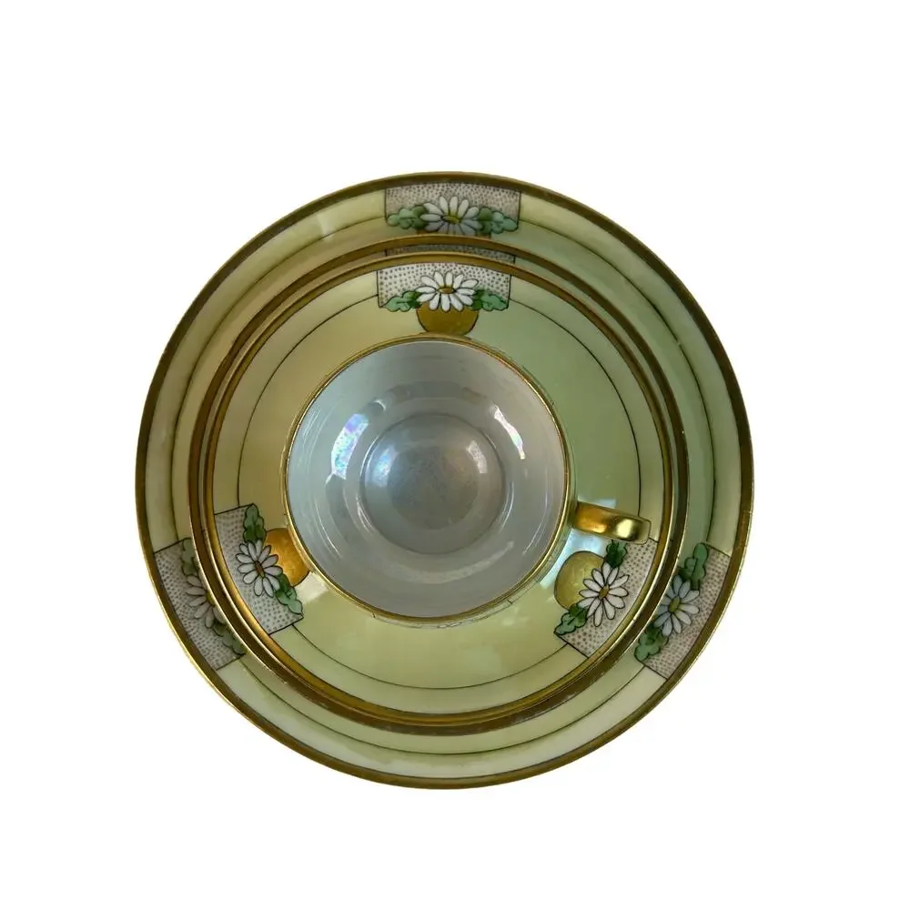 Art Nouveau 4 Piece Thomas Bavaria Luncheon Set Light Yellow & Daisy design VTG